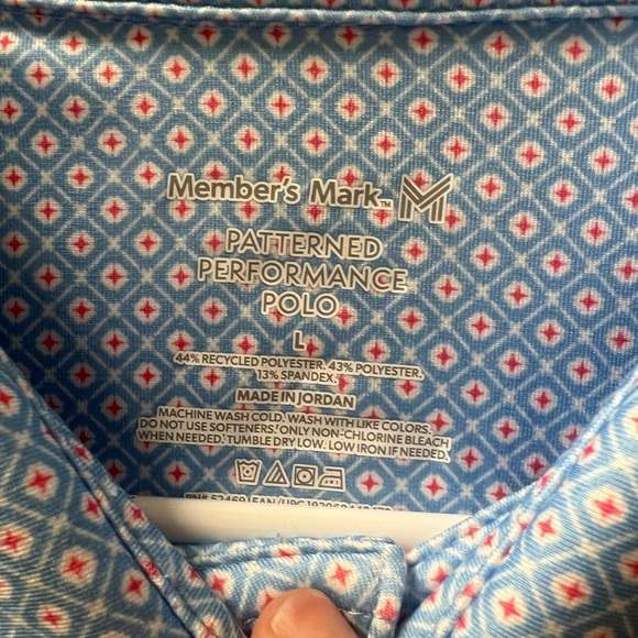 Men's Pattern Performance Polo - Light Blue - Picture 2 of 6